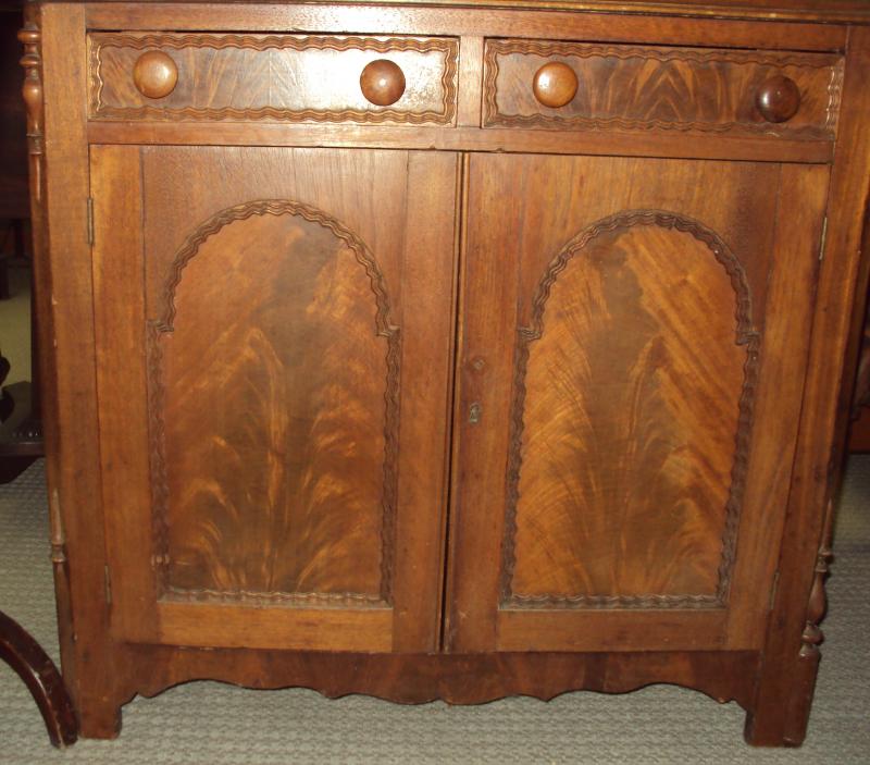 Cabnet, book matched mahogany antique